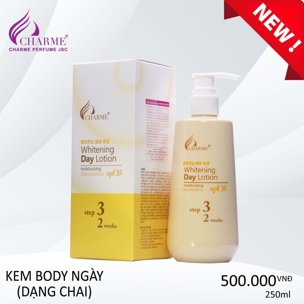 Dưỡng Da Toàn Thân Ban Ngày Charme Whitening Day Lotion (Chai)