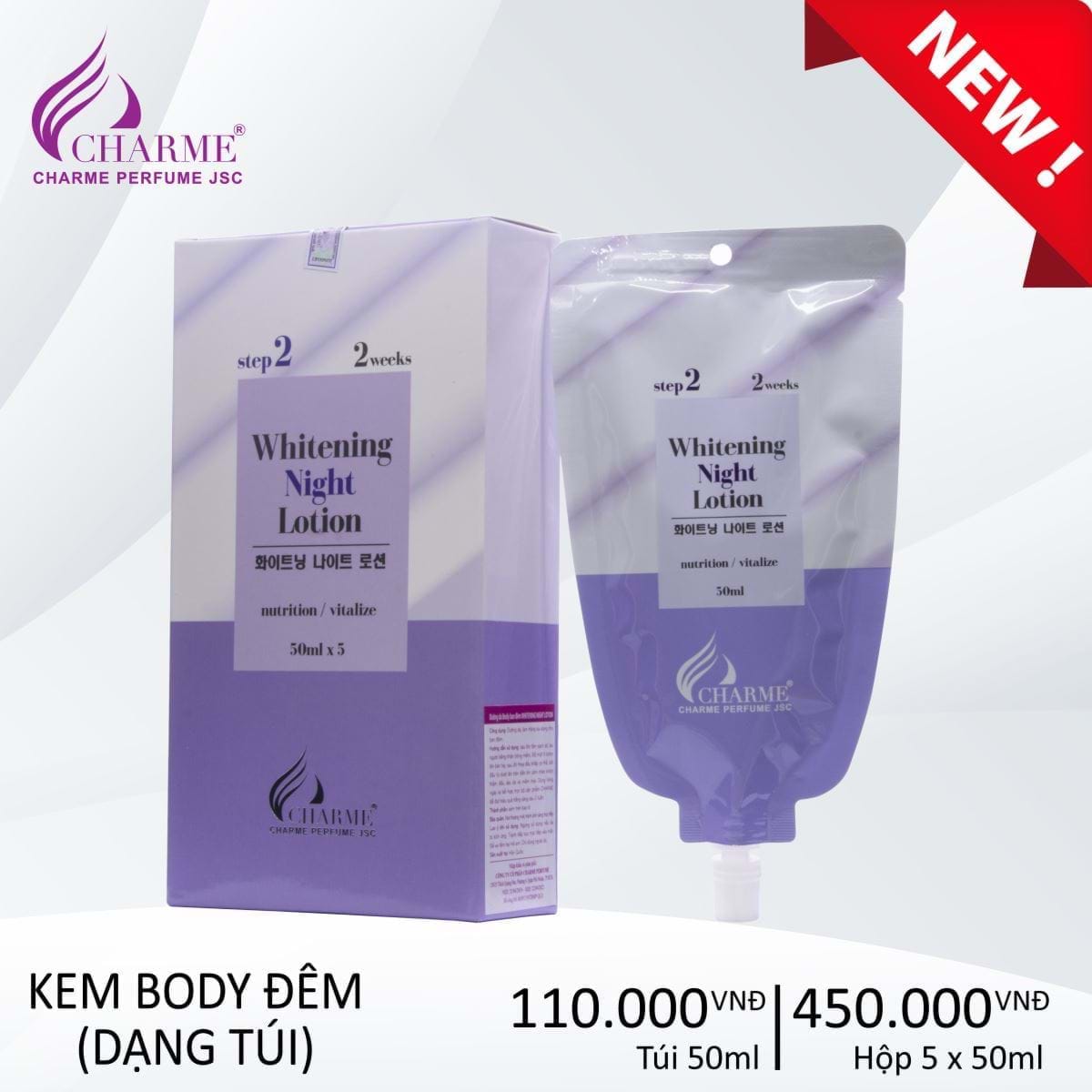 Dưỡng Da Toàn Thân Charme Whitening Night Lotion (Túi)