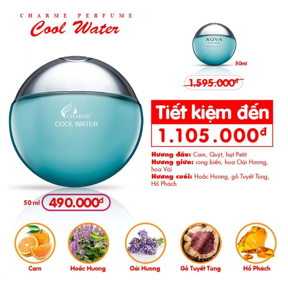 Charme Cool Water – đặc biệt thích hợp cho các quý ông có tinh thần mạnh mẽ, phóng khoáng và ưa thích sự mới mẻ
