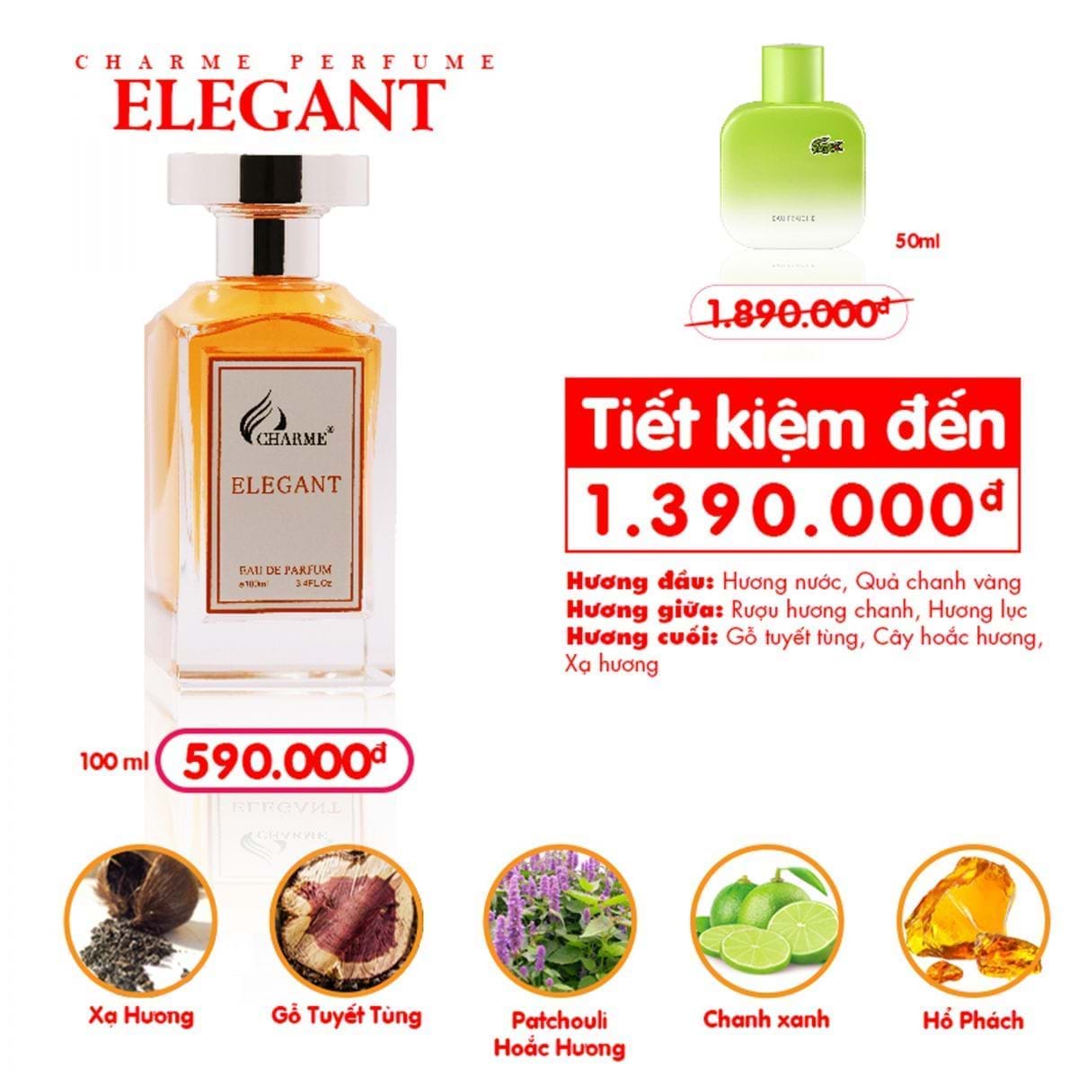Thành phần tạo nên Charme Elegant đầy nam tính và mạnh mẽ.