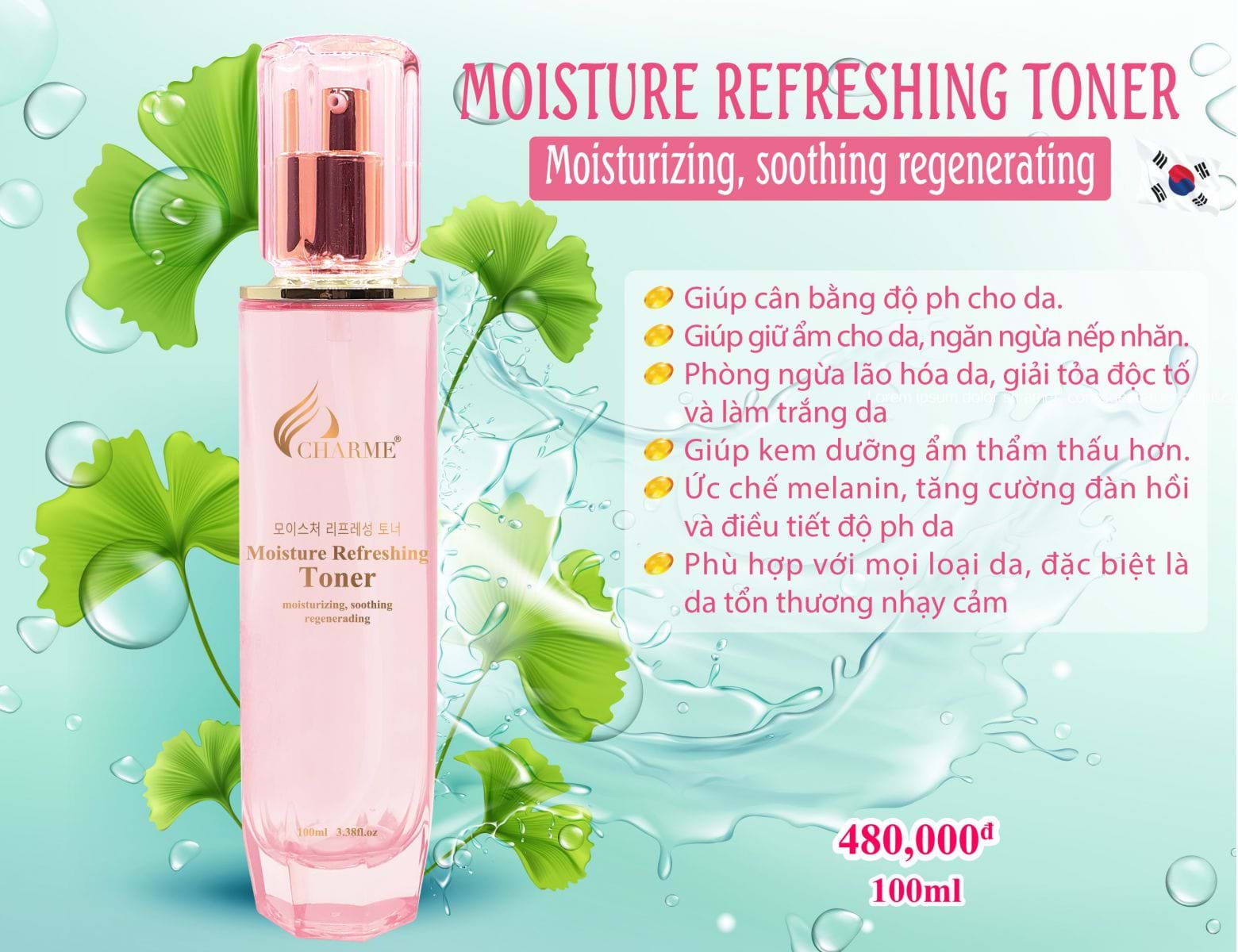 Moisture Refreshing Toner Nước cân bằng dưỡng da 2 in 1