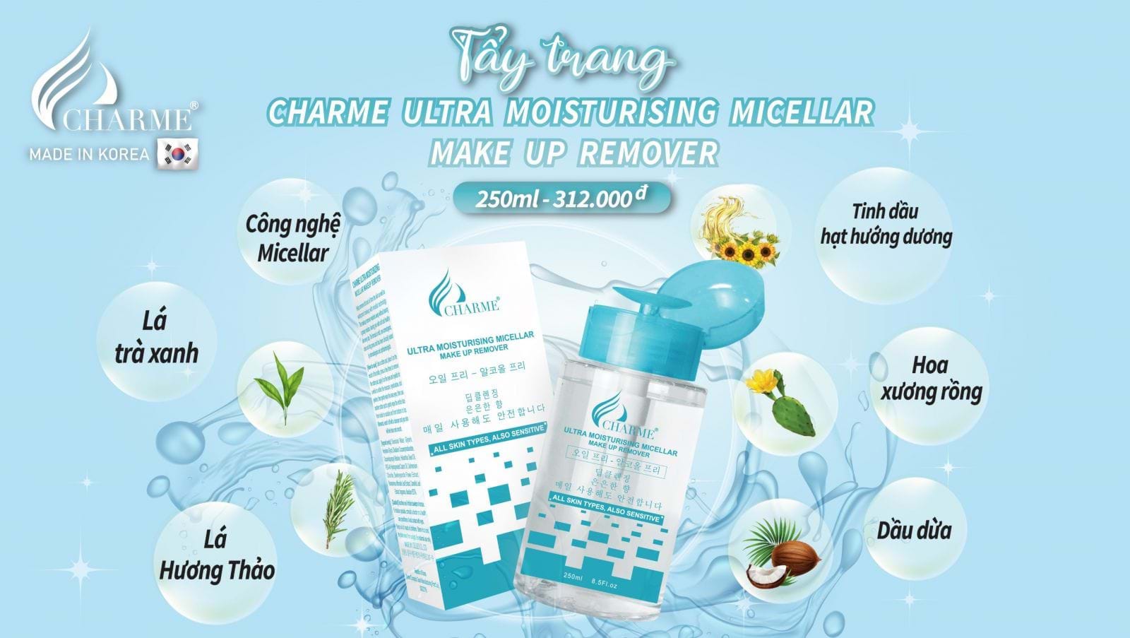 Nước Tẩy Trang Charme Ultra Moisturising Micellar Make Up Remover