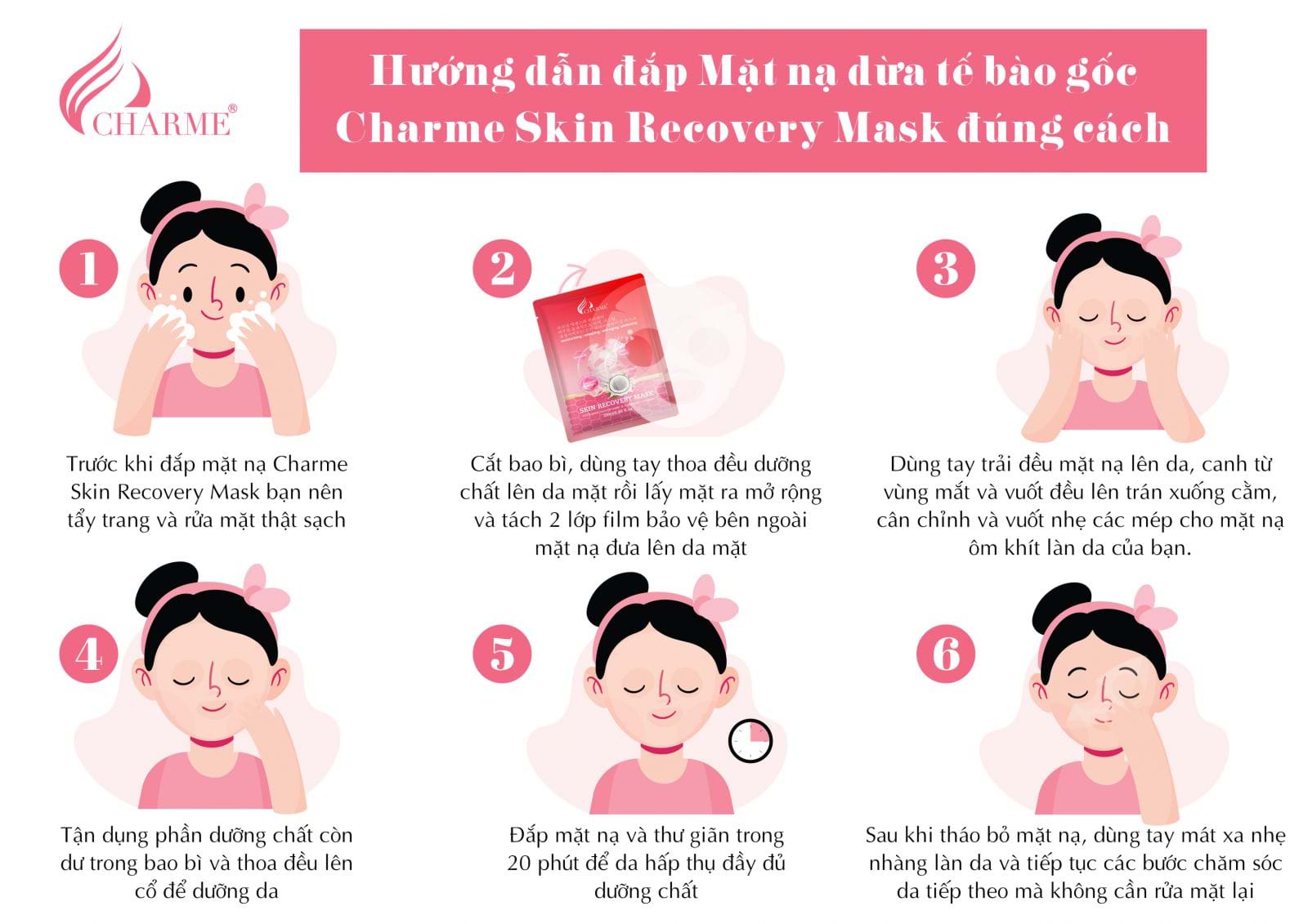 Charme Skin Recovery Mask - Mặt nạ dừa tế bào gốc