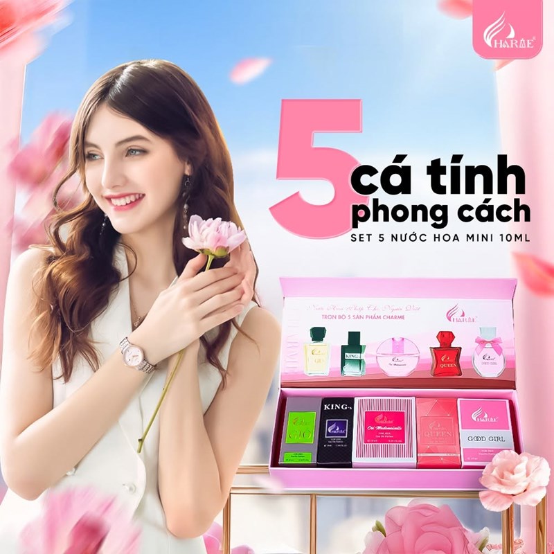 Bộ Set Nước Hoa Charme Mini (5 chai x 10ml)